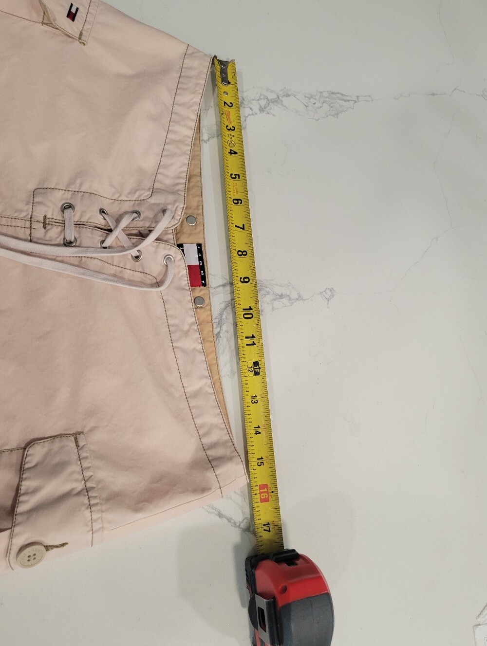 Vintage Y2k Tommy Hilfiger Blush Pink Cargo Low Rise Tie Front Maxi Skirt Size 7 - Picture 9 of 12